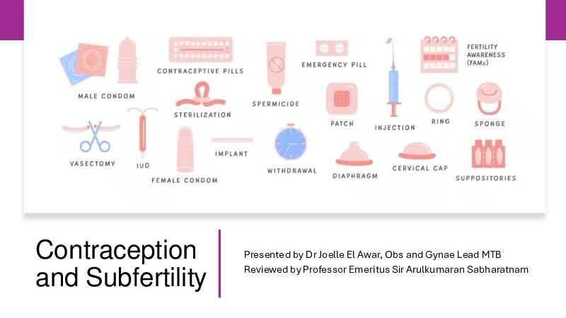 Contraception and Subfertility | Content | MedAll